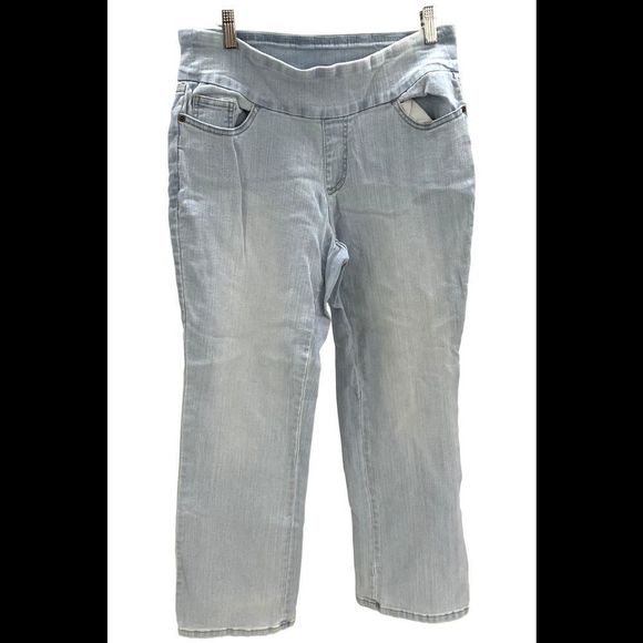 Denim & Co. Women's Smooth Waist Lightly Bootcut Jeans LtWsh - Petite - Picture 1 of 2